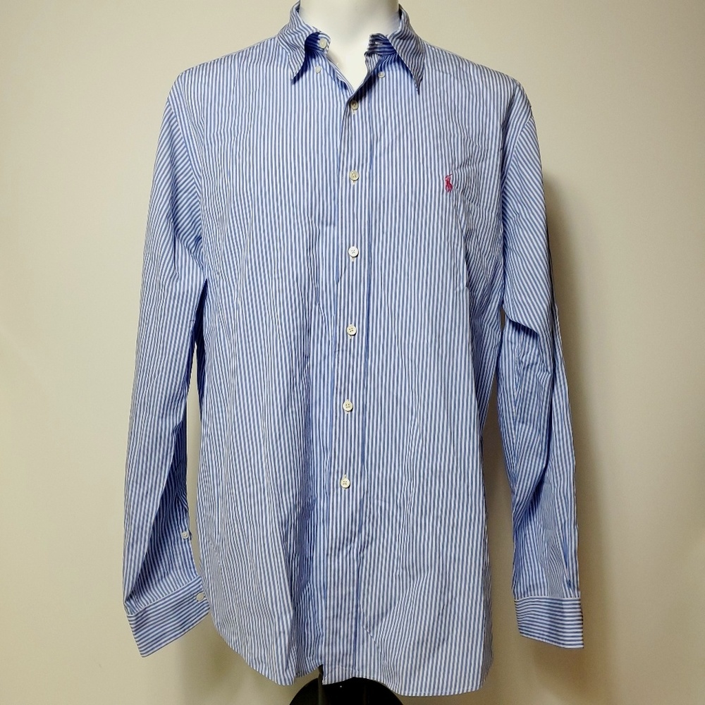 Ralph Lauren Men's Blue Polo Shirt Pink Pony XXL